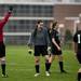 Huron senior keeper Ariel Freed is given a yellow card during the game against Dexter on Tuesday, April 23. Daniel Brenner I AnnArbor.com